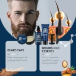 East Moon 1set Men Beard Care Kit Sandalwood Fragrance Moustache Growth Moisturizing Cleansing Improve Fluffy Beard Styling Set - Image 3