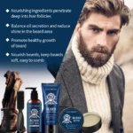 East Moon 1set Men Beard Care Kit Sandalwood Fragrance Moustache Growth Moisturizing Cleansing Improve Fluffy Beard Styling Set - Image 2