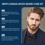 East Moon 1set Men Beard Care Kit Sandalwood Fragrance Moustache Growth Moisturizing Cleansing Improve Fluffy Beard Styling Set - Image 4