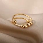 Anxiety Balls Beads Rings for Women Open Spinner Adjustable Finger Ring Stainless Steel Rotating Freely Anti Stress Jewelry Gift - Image 5