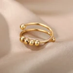 Anxiety Balls Beads Rings for Women Open Spinner Adjustable Finger Ring Stainless Steel Rotating Freely Anti Stress Jewelry Gift - Image 3