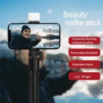 Portable Bluetooth Selfie Stick Tripod Holder with Remote Shutter Fill Light Extendable Wireless Remote Retractable Phone Stand - Image 5