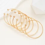 7 Pcs/Set Punk Gold Color Bracelets for Women Streetwear Goth Heart Prints Metal Design Open Bangle Fashion Jewelry Gifts 2024 - Image 5