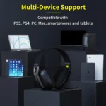 BINNUNE BW06 2.4GHz Wireless Gaming Headset with Mic for PS5 PS4 PC Mac Playstation Bluetooth Gaming headphone with Microphone - Image 6