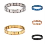 Yupsk Trendy Square Italy Stainless Steel Bracelets For Women Men HipHop Metal Modules Stretchable Gift Birthday Party Jewelry - Image 5