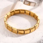 Yupsk Trendy Square Italy Stainless Steel Bracelets For Women Men HipHop Metal Modules Stretchable Gift Birthday Party Jewelry - Image 2