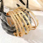 7 Pcs/Set Punk Gold Color Bracelets for Women Streetwear Goth Heart Prints Metal Design Open Bangle Fashion Jewelry Gifts 2024 - Image 2