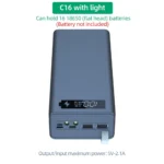 16*18650 Power Bank Case C16 USB Welding Free Power Bank Case Detachable Portable QC 3.0 PD DIY Shell Housing For Powerbank - Image 4