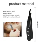 Men Shaving Barber Razor Black Classic Folding Shaving Knife Armpit Hair Pubic Hair Shaver Stainless Steel Straight Razor Holder - Image 5