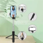 Portable Bluetooth Selfie Stick Tripod Holder with Remote Shutter Fill Light Extendable Wireless Remote Retractable Phone Stand - Image 6