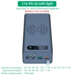 16*18650 Power Bank Case C16 USB Welding Free Power Bank Case Detachable Portable QC 3.0 PD DIY Shell Housing For Powerbank