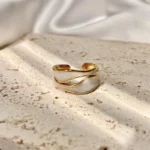 1pc Vintage White Enamel Metal Irregular Shape Geometric Open Adjustable Ring for Women Girl Fashion Jewelry Birthday Gifts - Image 5
