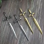 Hip Hop Cross Sword Stud Earrings For Women Classic Blask Crystal Stone Silver Ox Gold Black Color Personality Simple Jewelery - Image 2