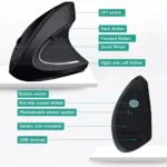 Vertical Mouse Ergonomic 2.4GHz Wireless Optical Mice 3 Adjustable DPI 800/1200/1600 6 Buttons for Laptop PC Computer Desktop - Image 2